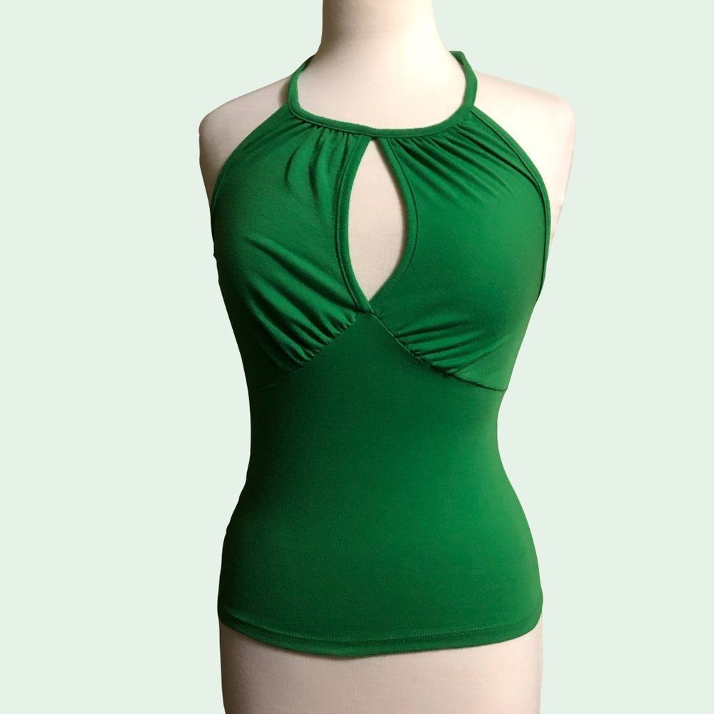 Green Keyhole Halter crop top
